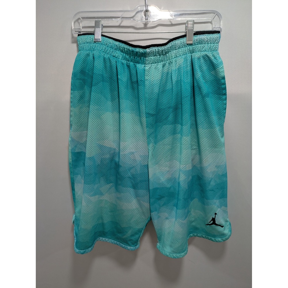 Mens Jordan Dri-Fit Mesh Teal Aqua Blue Ombré Basketball Shorts Size Large L